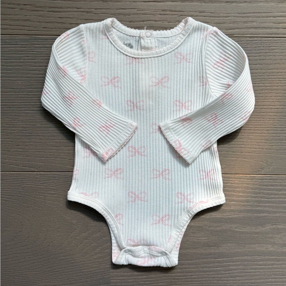 Mud Pie White and Pink Bow Kids Bodysuit